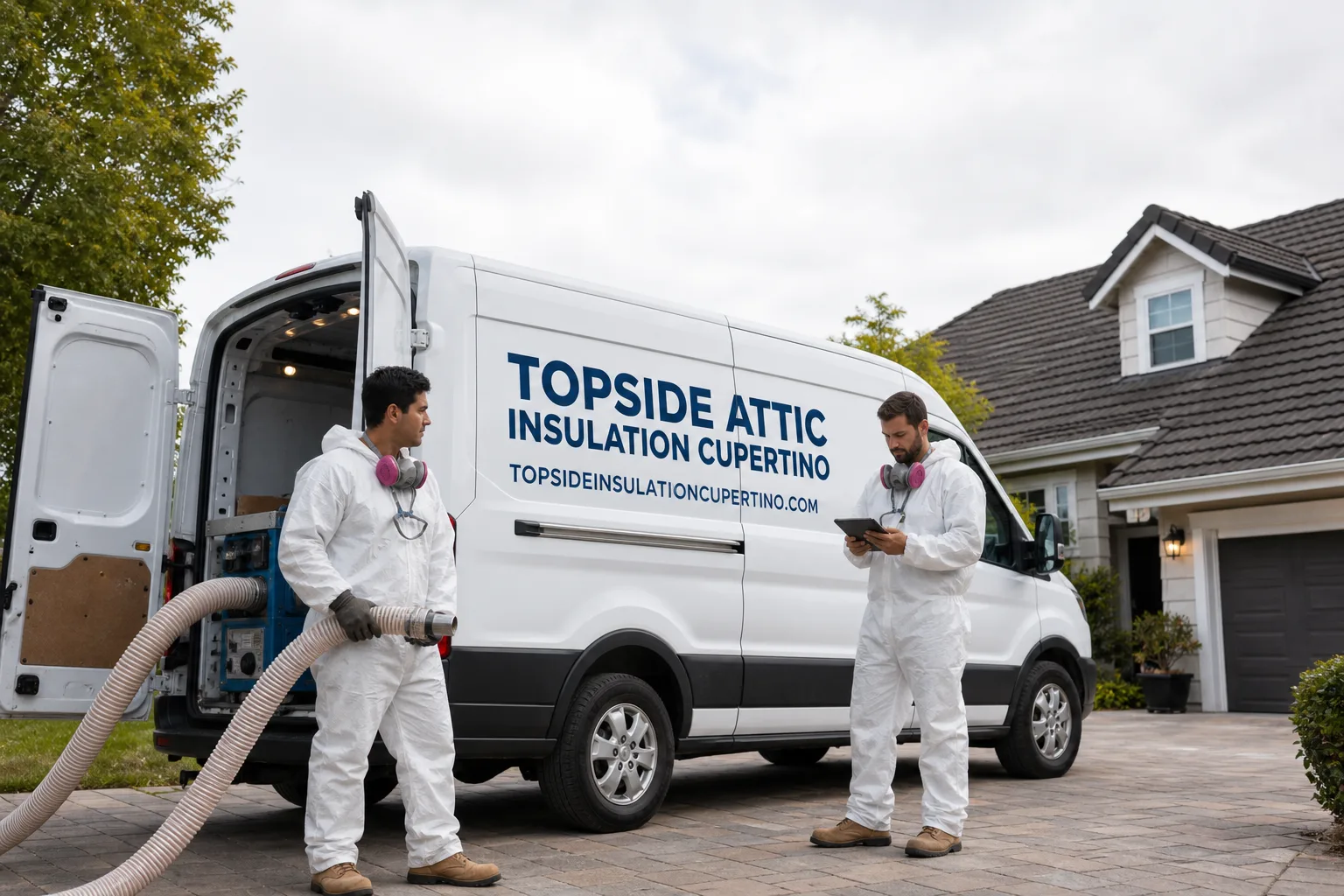 Topside Attic Insulation Cupertino insulation service vehicle and crew in Cupertino, CA